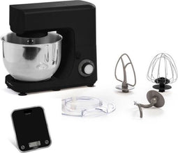 MOULINEX Gebakrobot, 800 W, kom van 4,8 l, 6 snelheden + pulsstand, Gebakset + zwarte keukenweegschaal inbegrepen, Essential YY5176FG