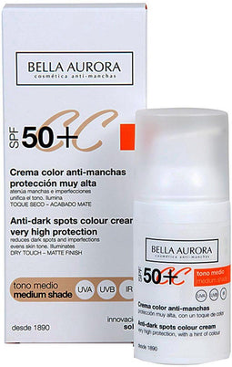 Bella Aurora - Anti Donkere Vlekken Crème Cc Cream Bella Aurora Medium huidskleur SPF 50 - 30 ml