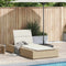 vidaXL - Ligbed - met - zwevend - kussen - poly - rattan - beige