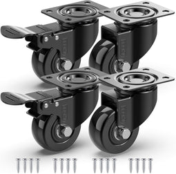 GBL Zwaarlast Zwenkwielen - 50 mm - 200 KG draagvermogen - 2 remmen - zwart (4 stuks)