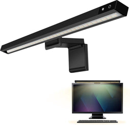 TULITE Monitor lamp - LED Bureaulamp met klem - Dimbaar - USB - Zwart