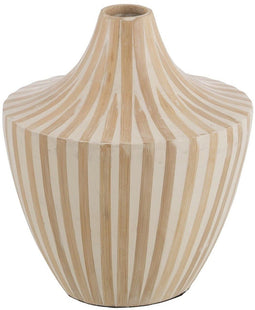 Vaas Wit Beige Bamboe 27 x 27 x 31 cm