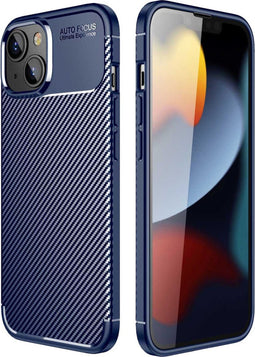 iMoshion Hoesje Geschikt voor iPhone 14 Plus Hoesje Siliconen - iMoshion Carbon Softcase Backcover - Blauw