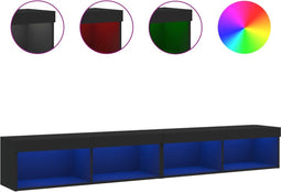vidaXL - Tv-meubels - met - LED-verlichting - 2 - st - 100x30x30 - cm - zwart