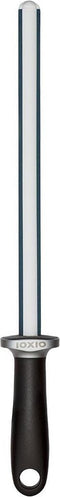 IOXIO Keramisch Aanzetstaal - Ovaal - Dubbele Korrel 360/1000 - 26 cm - Ergonomisch Zwart Heft