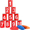 BS Toys Blikgooien Werpspel - Speelgoed Pittenzak Gooien - Kinderspeelgoed vanaf 3 Jaar - Buitenspeelgoed - 10 Blikken - Rood - Spelletjes voor kinderen - Buiten speelgoed - Buitenspel - Buiten Spellen - Tuin Speelgoed - Cadeau kind