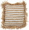 J-Line - Kussen Strepen Franjes Mendong Wit - 45x45x15cm