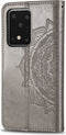 Hoesje Met Pasjeshouder Geschikt voor Samsung Galaxy S20 Ultra - Mandala Bookcase - Grijs