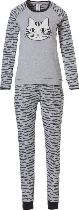 Rebelle Pyjamaset - Lange mouwen - Poezenhoofd - Grijs