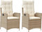 vidaXL - Tuinstoelen - 2 - st - verstelbaar - met - kussens - poly - rattan - beige
