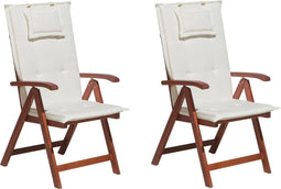 TOSCANA - Tuinstoel set van 6 - Donkerhout/Cremewit - Acaciahout