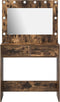 vidaXL - Kaptafel - met - LED-verlichting - in - Rokend - Eiken - 78,5x41x135 - cm