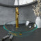 vidaXL - Wastafel - met - kraan - en - pop-up - afvoer - gehard - glas - goudkleurig