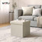 Woltu Opvouwbare Kruk met Opbergruimte - Crème Wit - 37,5 x 37,5 x 38 cm