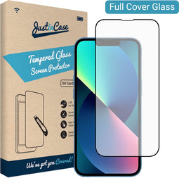 iPhone 14 screenprotector - Full Cover - Gehard glas - Zwart - Just in Case