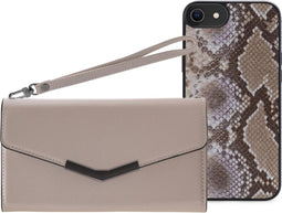 iPhone SE (2020)/8/7/6s/6 Clutch Case hoesje - Mobilize - Slangenprint Beige - Kunstleer