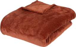 Plaid effen flanel flece deken - 180x230 cm - Terracotta