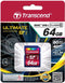 Transcend 64GB SDXC - Class 10 - Lezen 25MB/s Schrijven 30MB/s