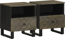 vidaXL - Nachtkastjes - 2 - st - 40x33x46 - cm - massief - mangohout - zwart