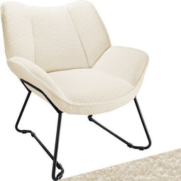 tectake® Fauteuil Kjeld - Loungefauteuil - Bouclé - Ronde relaxfauteuil
