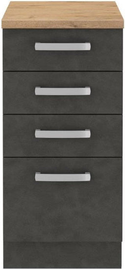 Onderkast 4 laden met werkblad - Mat grijs - L 40 x D 51,6 x H 85 cm - LASSEN