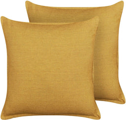 SAGINA - Sierkussen set van 2 - Geel - 45 x 45 cm - Linnen
