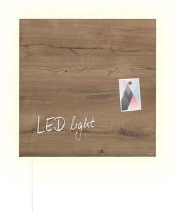 Sigel glasmagneetbord - Artverum - met LED verlichting - 48x48mm - Natural Wood - SI-GL405