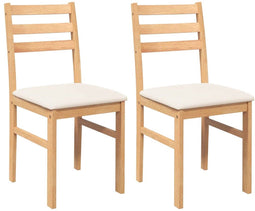 vidaXL - Eetkamerstoelen - met - kussens - 2 - st - massief - hout - rubber