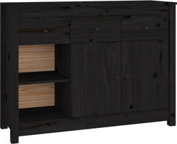 vidaXL - Dressoir - 100x35x74 - cm - massief - grenenhout - zwart