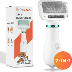 PetGoods 2-in-1 Hondenföhn - Föhn & Borstel - Low Noise - Wit & Oranje
