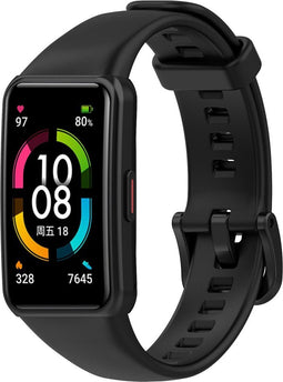 iMoshion Bandje Geschikt voor Huawei Band 6 / Honor Band 6 - iMoshion Siliconen band zwarte gesp met installatiehulp - Zwart