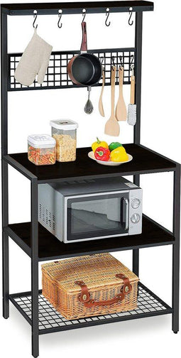 Goliving Keukenkast - Staand Keukenrek - Apothekerskast Metaal Hout 84 x 40 x 170 cm Zwart