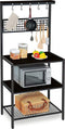 Goliving Keukenkast - Staand Keukenrek - Apothekerskast Metaal Hout 84 x 40 x 170 cm Zwart