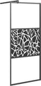 vidaXL - Inloopdouchewand - met - stenenmotief - 90x195 - cm - ESG-glas - zwart