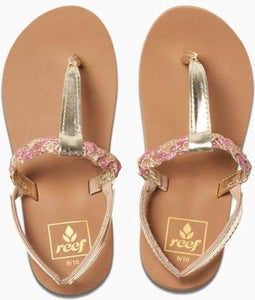 Reef Little Twisted T - Teenslipper - Glittergevlochten details - Goud (maat 19/20)