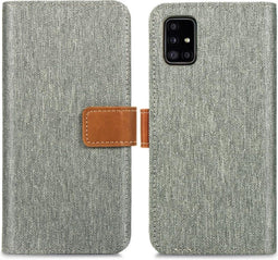 iMoshion Hoesje Geschikt voor Samsung Galaxy A51 Hoesje Met Pasjeshouder - iMoshion Luxe Canvas Bookcase - Grijs