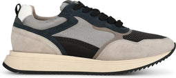 PS Poelman NASH - Heren Sneakers - Suède en leer - Donker Grijs Multi - Maat 44