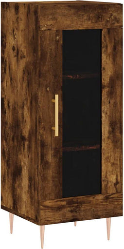 vidaXL - Dressoir - 34,5x34x90 - cm - bewerkt - hout - gerookt - eiken