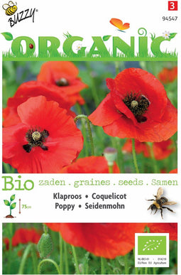 5 stuks - Buzzy - Organic Papaver rhoeas red (Skal 14275)