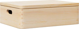 vidaXL - Houten - kist - met - deksel&handvatten - 40x30x13cm - massief - grenenhout