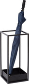 Atmooz - Parapluhouder Dalton met lekbak - Vierkant - Paraplubak/Standaard - Voor binnen -Zwart - Hoogte 55cm - Metaal