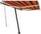 vidaXL - Luifel - handmatig - uittrekbaar - met - LED - 350x250 - cm - oranje - en - bruin