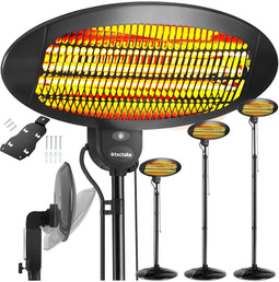 tectake® Solaris Monolith - Infraroodstraler - 2000W - 3 Niveaus - Zwart