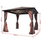 vidaXL - Prieel - met - gordijn - 300x300 - cm - aluminium - bruin
