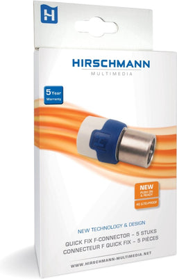 Hirschmann QFC 5 - F-connector Quick Fix - Hoge afscherming - Blauw Wit (5 stuks)