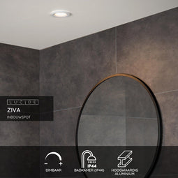 Lucide ZIVA - Inbouwspot Badkamer - Ø 8,5 cm - Dimbaar - IP44 - Wit