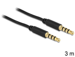Delock 3.5mm - 3.5mm audio/video kabel - 4-polig AWG24 - 3m Zwart