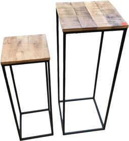 Iron & Wood Side Table (Set of 2)