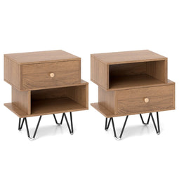 Coast Nachtkastje - 2 Stuks - Modern - Max. 25 kg - 44 x 29 x 47 cm - Bruin