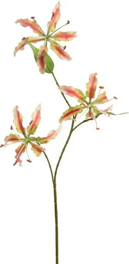 Gloriosa x3 spray 64 cm green pink kunstbloem zijde nepbloem